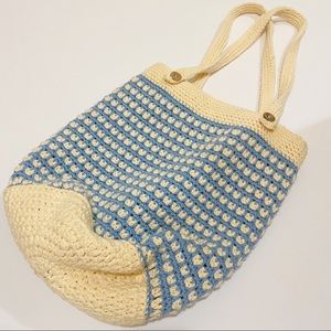 Vintage Knit Button Tote